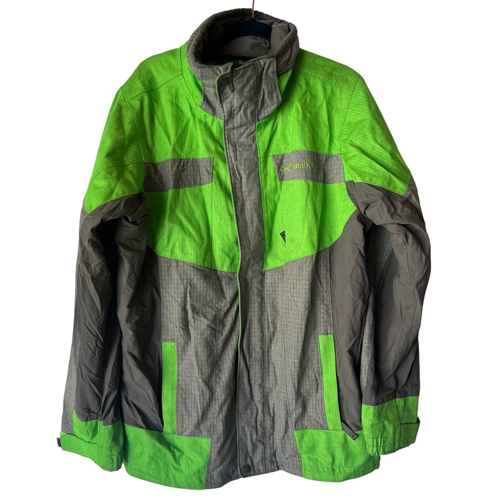 Columbia Bugaboo Omni-Tech Waterproof‎ Breathable Jacket Green Gray